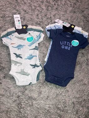 Carter's Baby Boys 2 3-Pack Dino & little one Short Sleeve Onesies  preemie